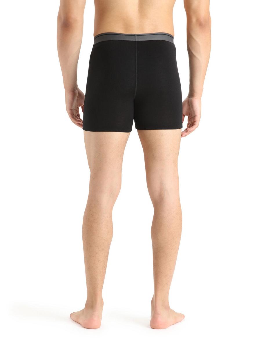 Black Icebreaker Merino Anatomica Boxers Men's Underwear | AU 1317NWYB